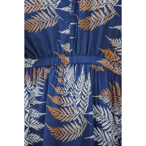 Robe cover up tropicale à col en V et manches courtes