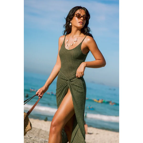 Robe cover up verte sans manches
