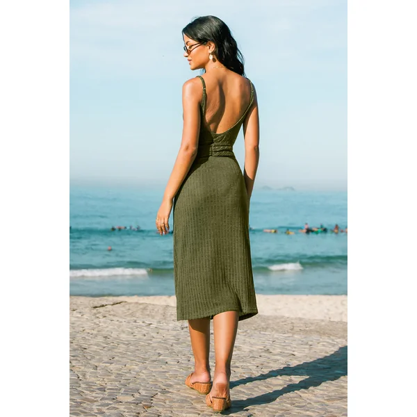 Robe cover up verte sans manches