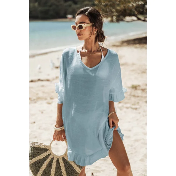 Robe cover up à volants semi-transparente