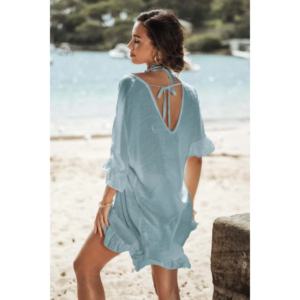 Robe cover up à volants semi-transparente