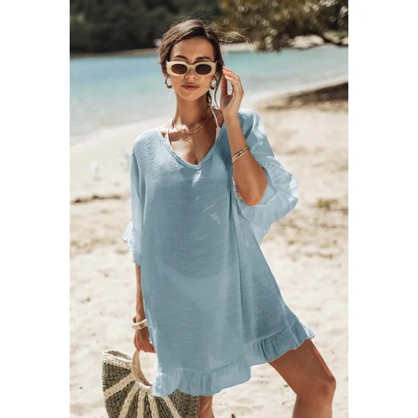 Robe cover up à volants semi-transparente