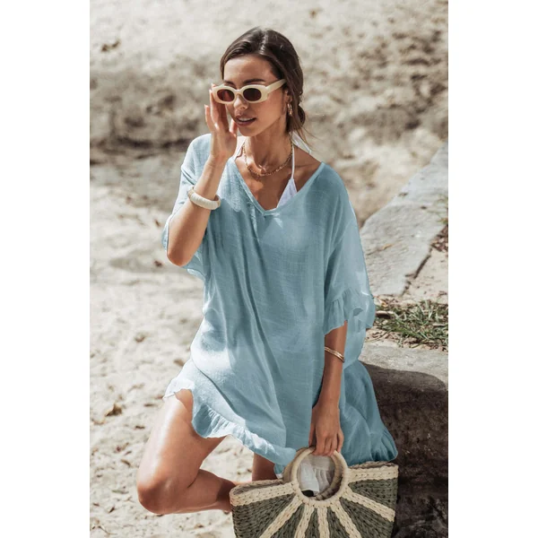 Robe cover up à volants semi-transparente