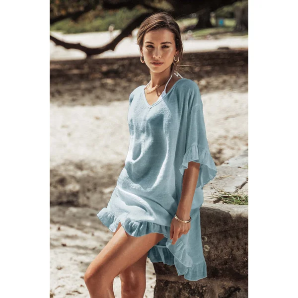 Robe cover up à volants semi-transparente