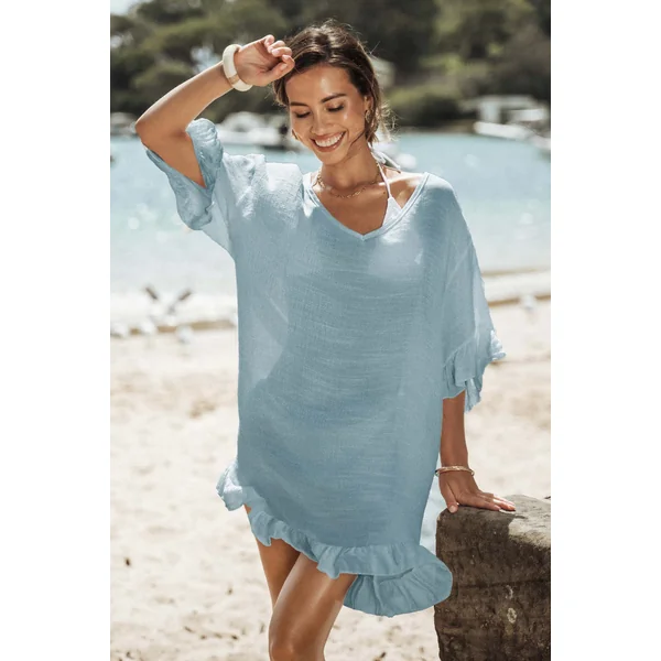Robe cover up à volants semi-transparente