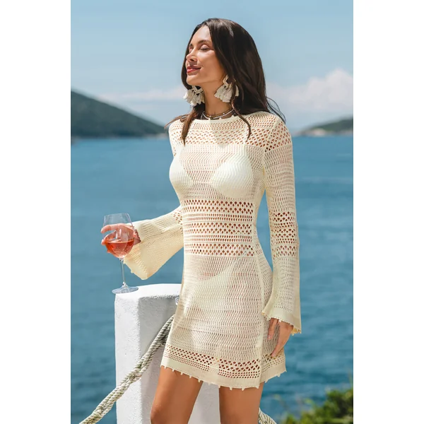 Robe cover-up courte à col rond
