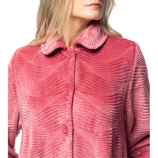 Robe de chambre boutonnée en velours rouge