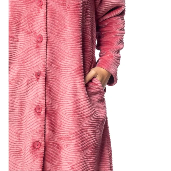 Robe de chambre boutonnée en velours rouge