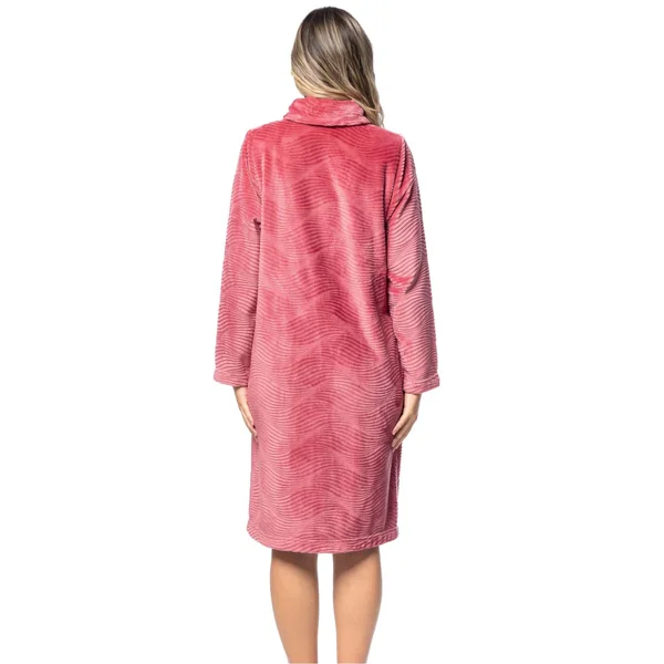 Robe de chambre boutonnée en velours rouge