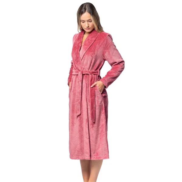 Robe de chambre croisée en velours rouge