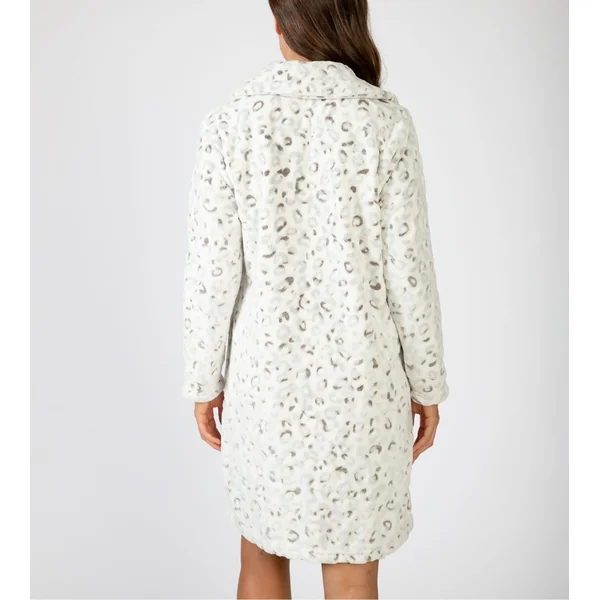 Robe de chambre longue imprimé léopard gris