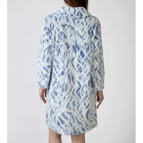 Robe de chambre pilou boutonnée Bleu/Gris