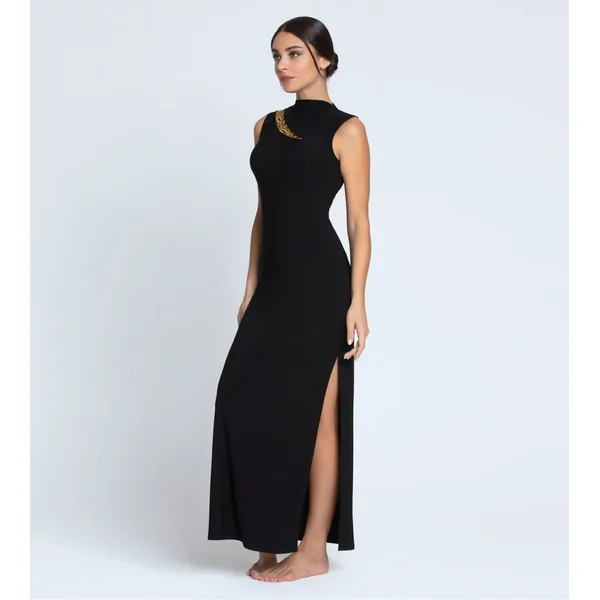 Robe de nuit longue Éclats d'Or Noir Or
