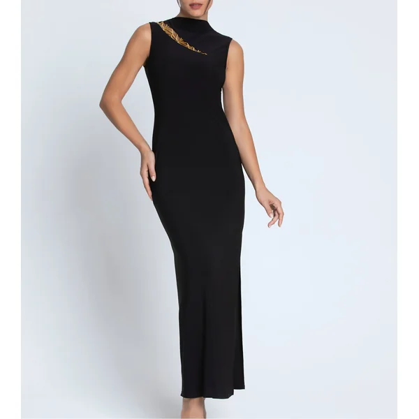 Robe de nuit longue Éclats d'Or Noir Or
