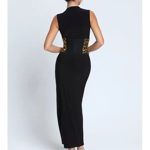 Robe de nuit longue Éclats d'Or Noir Or