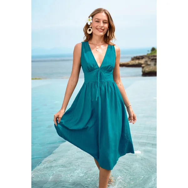 Robe de plage col plongeant