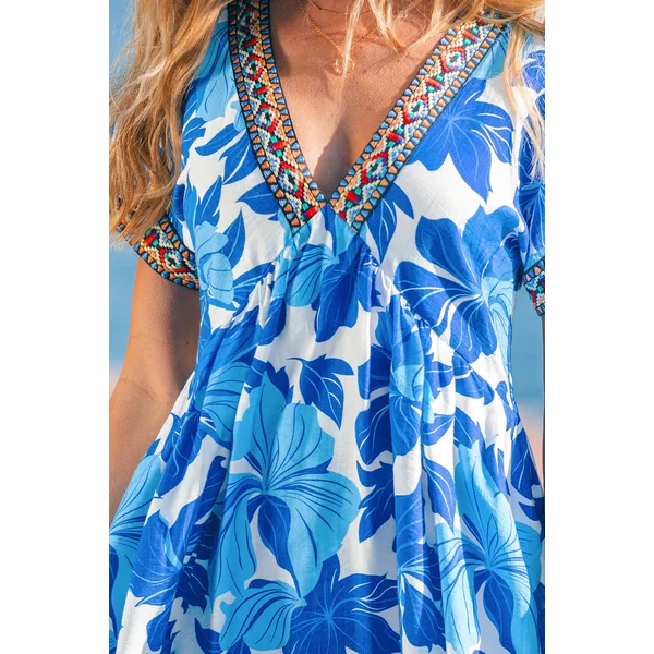Robe de plage courte bleue