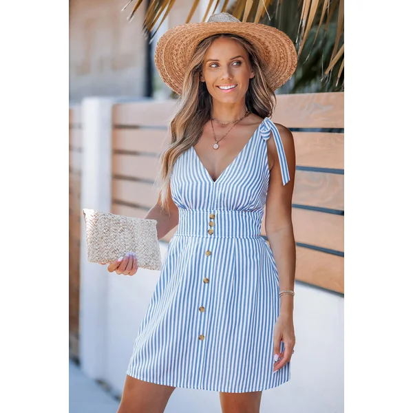 Robe de plage courte à rayures