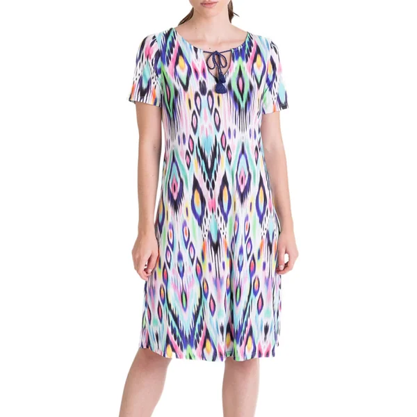 Robe de plage manches courtes multicolore