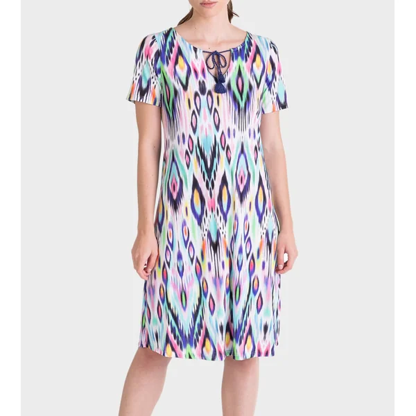 Robe de plage manches courtes multicolore