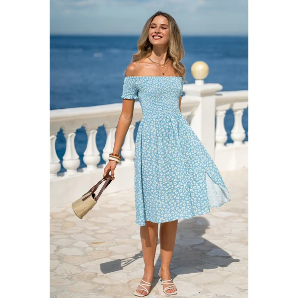 Robe florale buste smocké