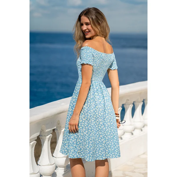 Robe florale buste smocké