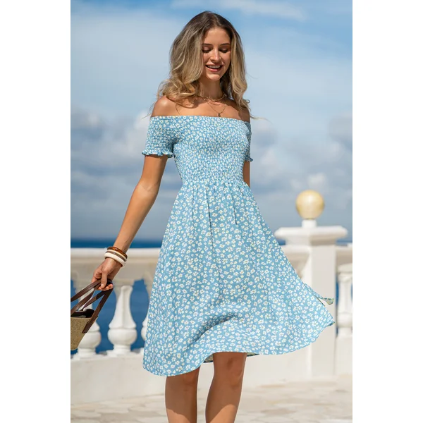 Robe florale buste smocké