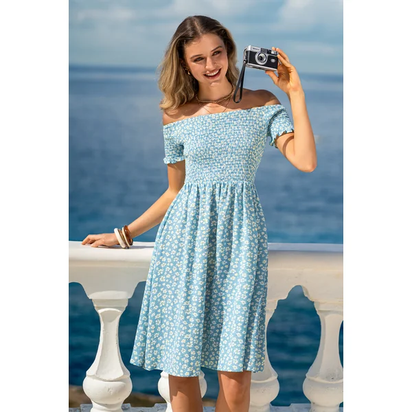 Robe florale buste smocké