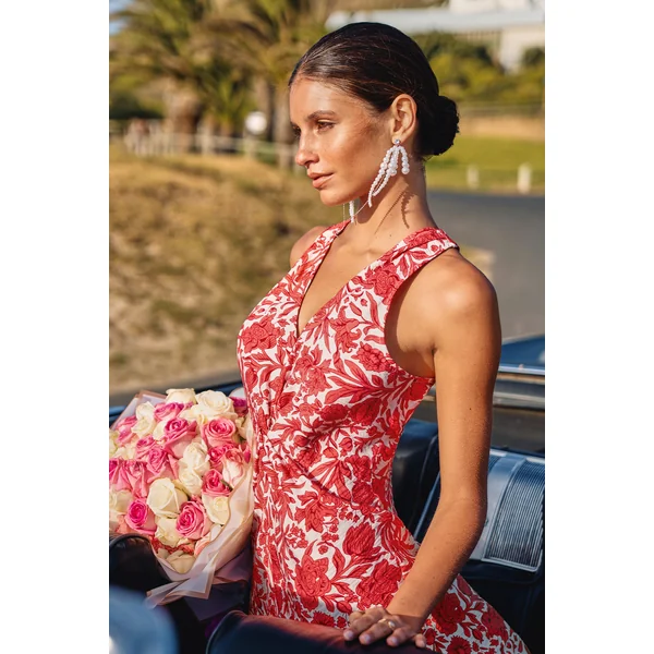 Robe florale col V