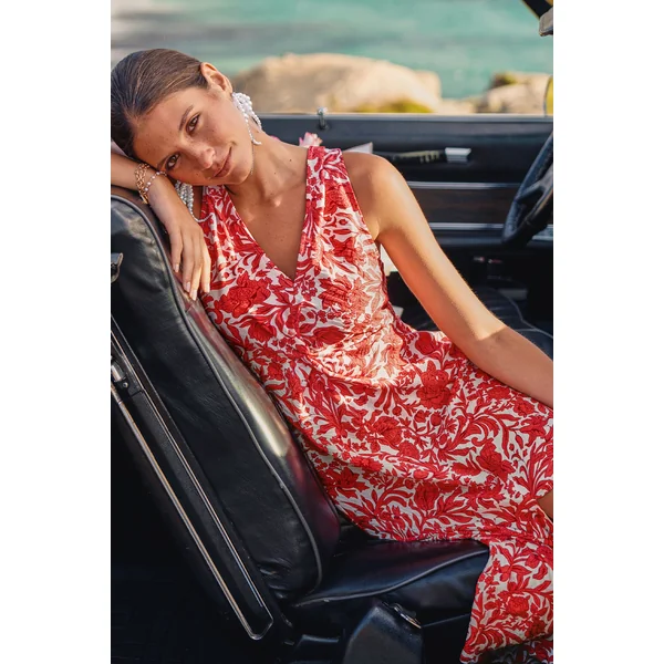 Robe florale col V