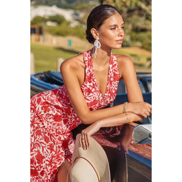 Robe florale col V