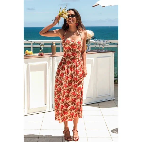 Robe florale dos smocké
