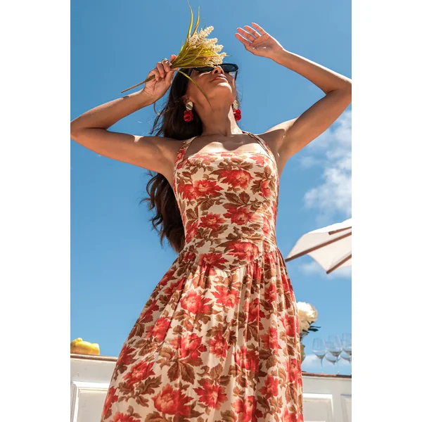 Robe florale dos smocké