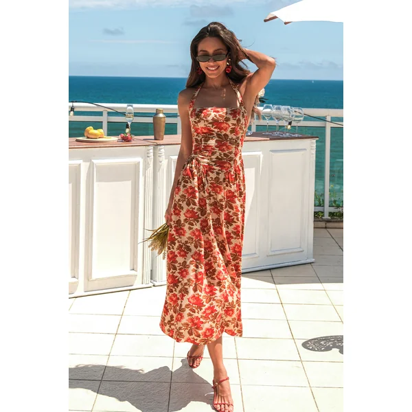 Robe florale dos smocké