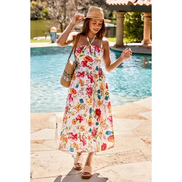 Robe imprimée keyhole