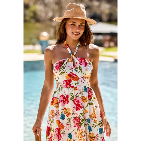 Robe imprimée keyhole