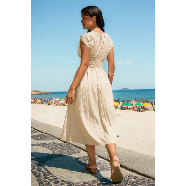 Robe kaki taille smockée