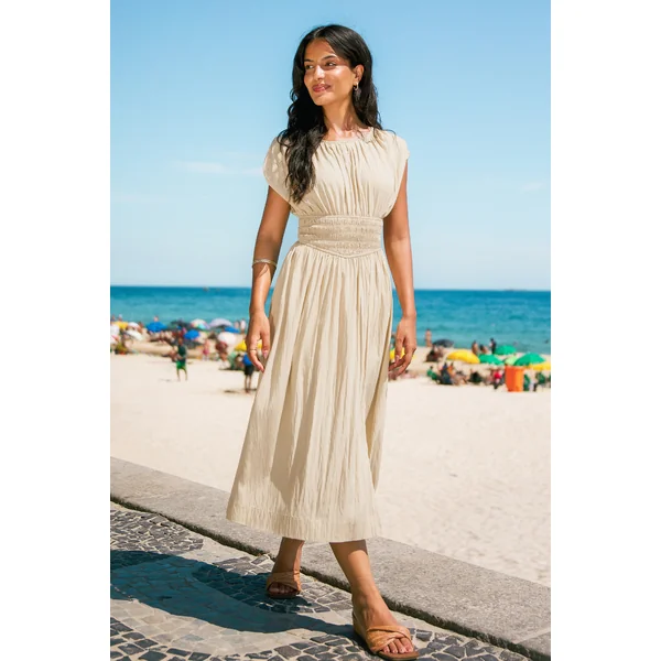 Robe kaki taille smockée