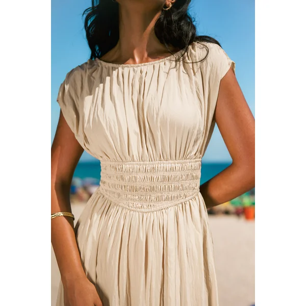 Robe kaki taille smockée