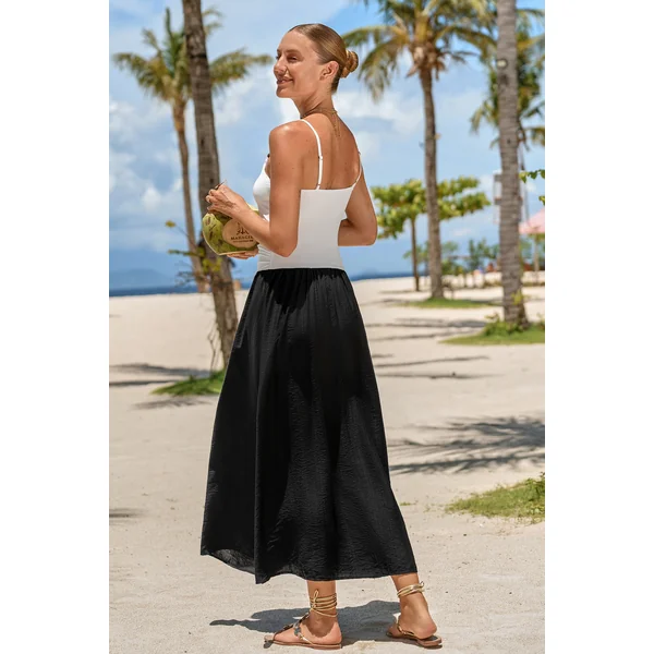 Robe longue bicolore sans manches