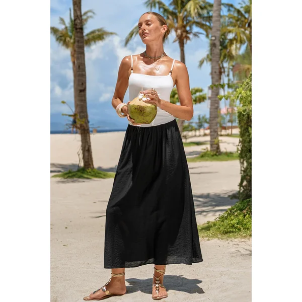 Robe longue bicolore sans manches