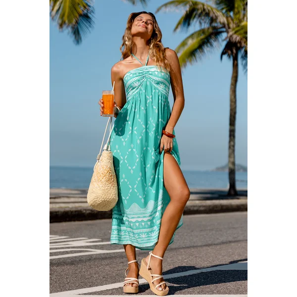 Robe longue bohème col cœur
