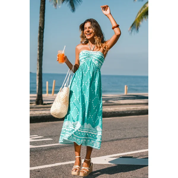 Robe longue bohème col cœur