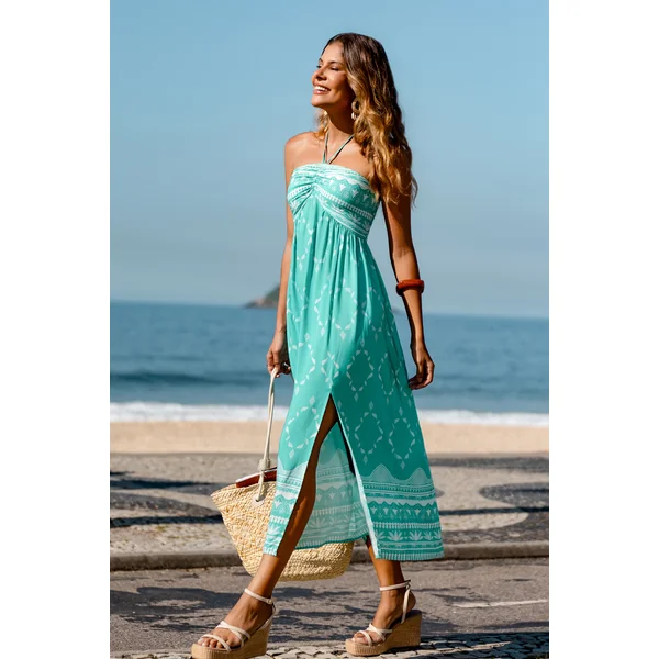 Robe longue bohème col cœur