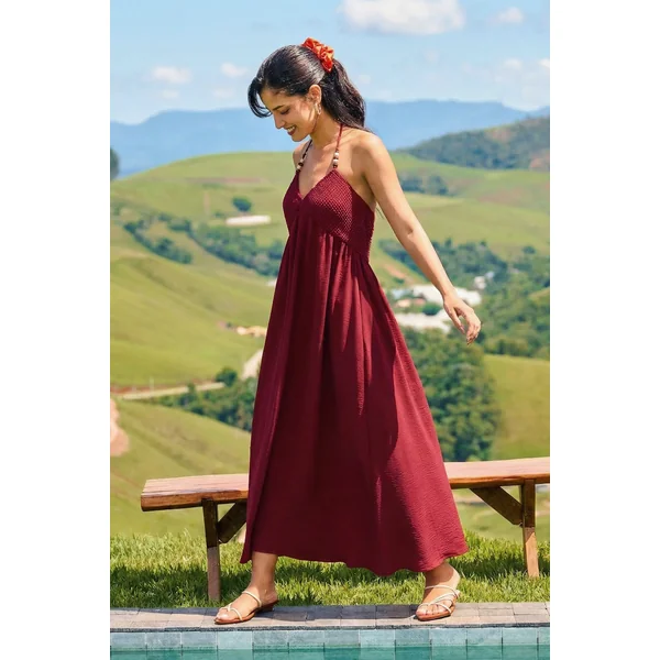 Robe longue bordeaux