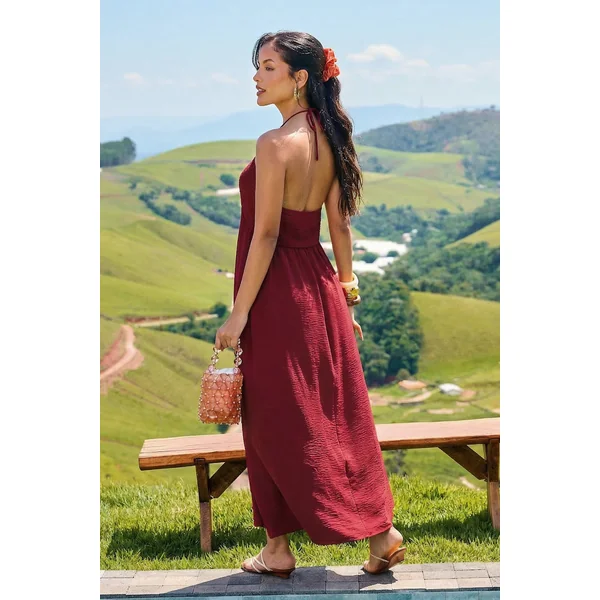 Robe longue bordeaux