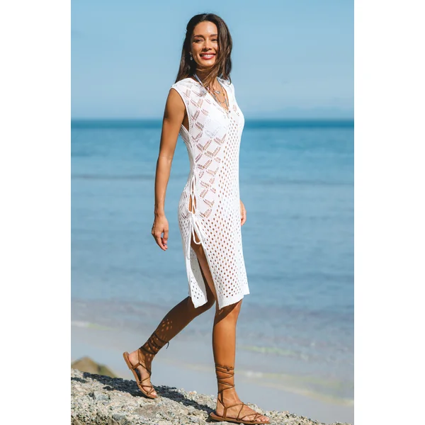 Robe longue cover up blanche