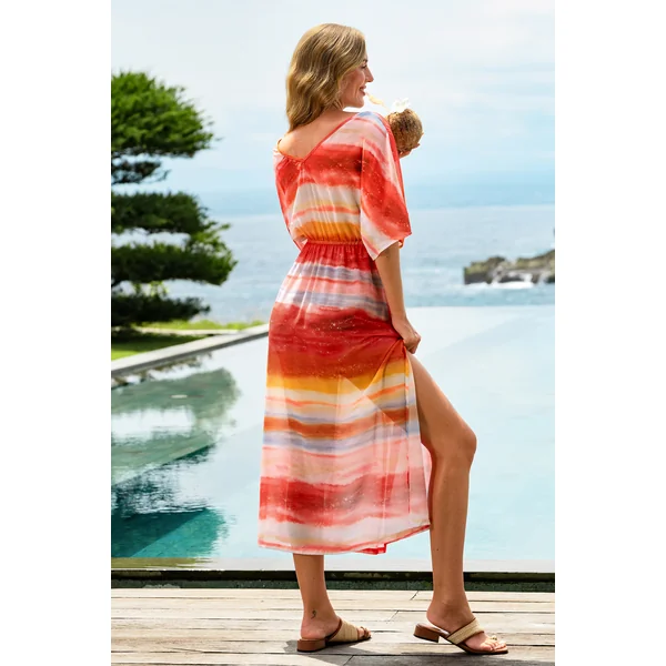 Robe longue cover up rayée