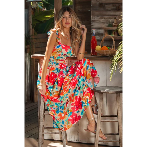 Robe longue dos noué