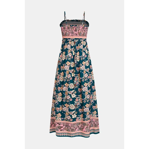 Robe longue florale avec col carré